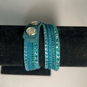 Swarovski Wrap Bracelet-Teal/Aqua/Blue